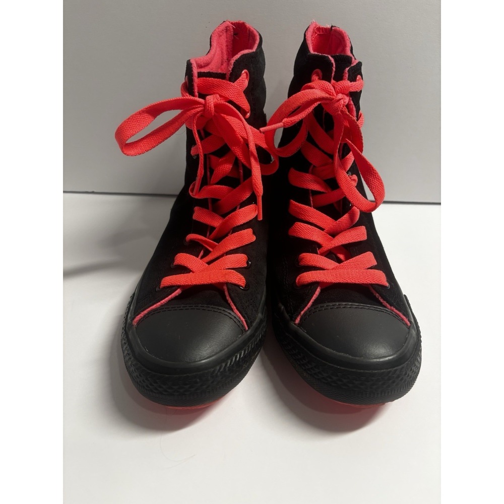 Converse All Star Sneakers Neon Pink Black Hi Top Shoes Zip Back Size‎ 5 Hi Rise